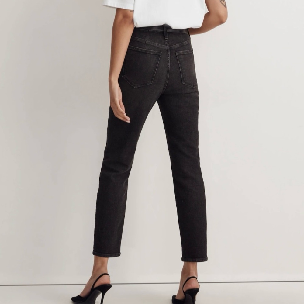 Madewell The Mom Jean Black Stretch denim Women’s Size 28 Straight tapered leg - Picture 2 of 13